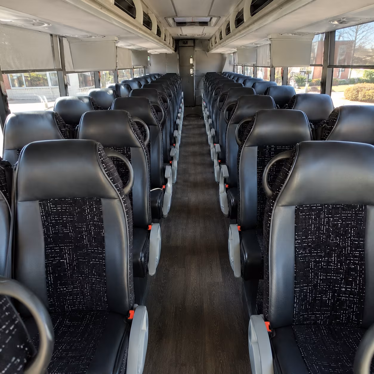 bloomington 54 passenger charter bus inside